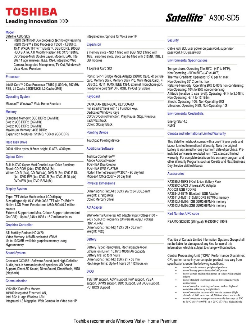 Toshiba Satellite A300-SD5 User manual