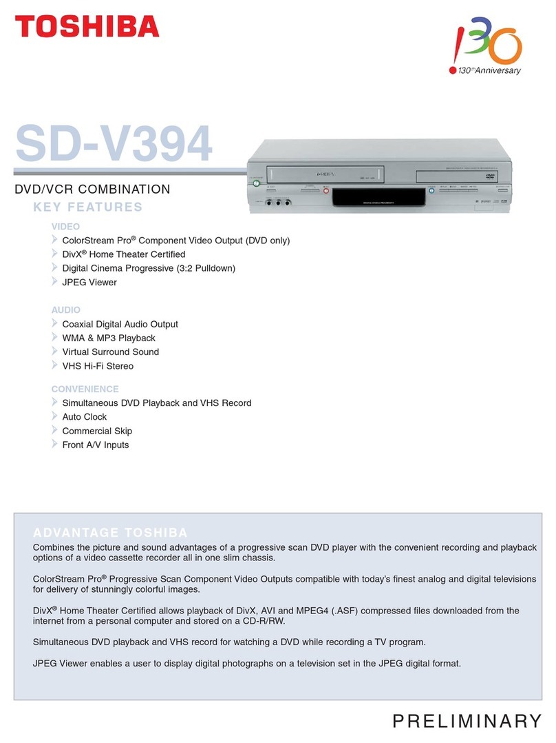 Toshiba SD V394 - DVD/VCR Combo User manual