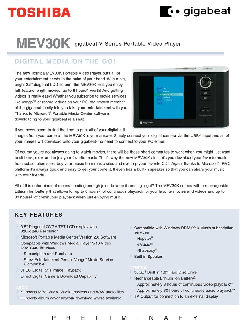 Toshiba MEV30K Specifications