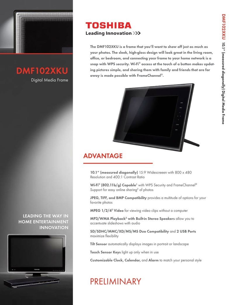 Toshiba DMF102XKU - Wireless Digital Media Frame Specifications