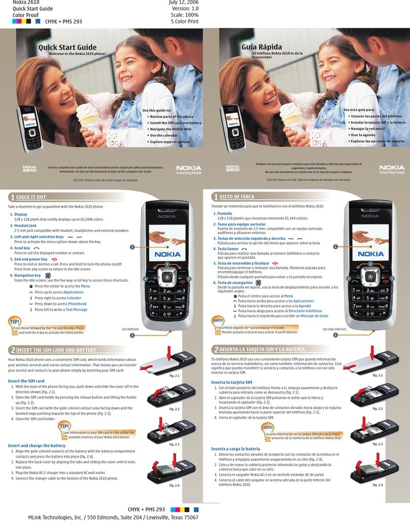 Nokia 2610 - Cell Phone 3 MB quick start guide