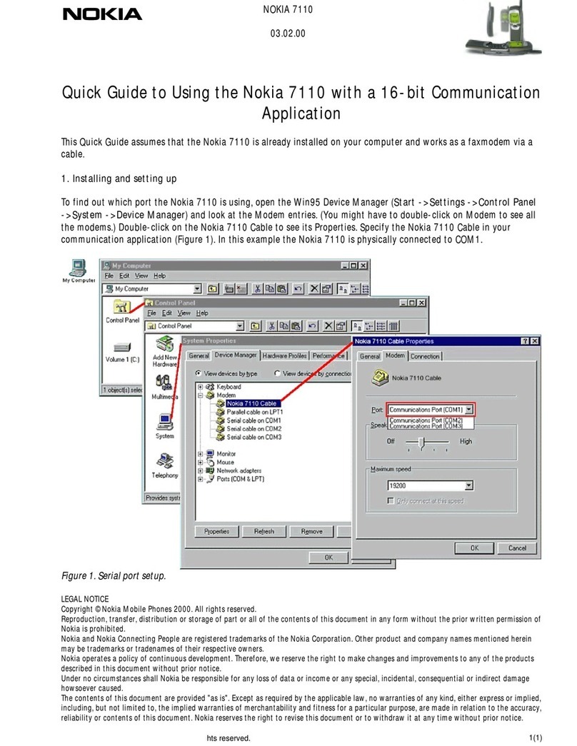 Nokia 7110 - Cell Phone - GSM User manual