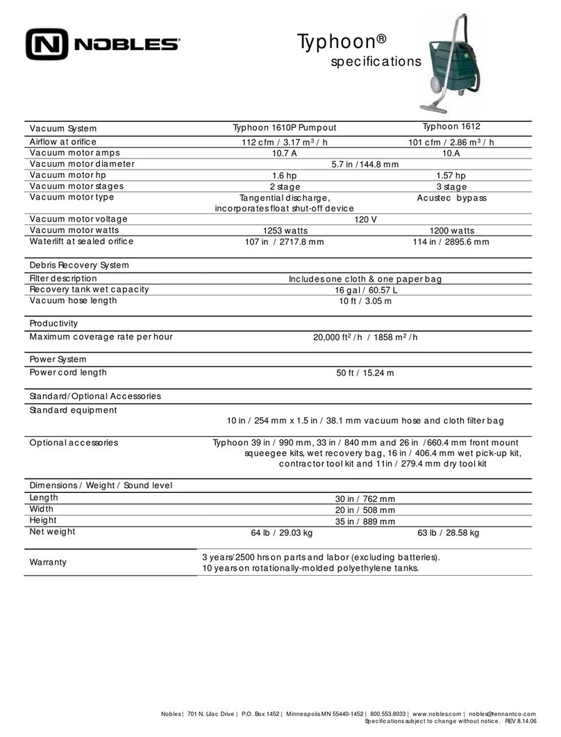 Nobles Typhoon 1610P Pumpout Specifications