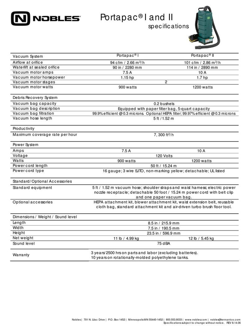 Nobles TrailBlazer Portapac I Specifications