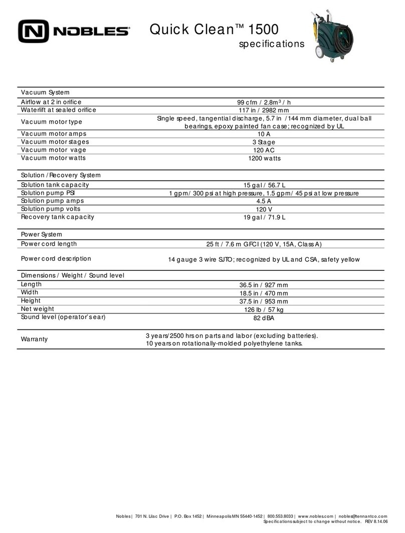 Nobles Quick Clean 1500 Specifications