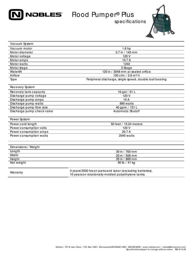 Nobles Flood Pumper Plus Specifications