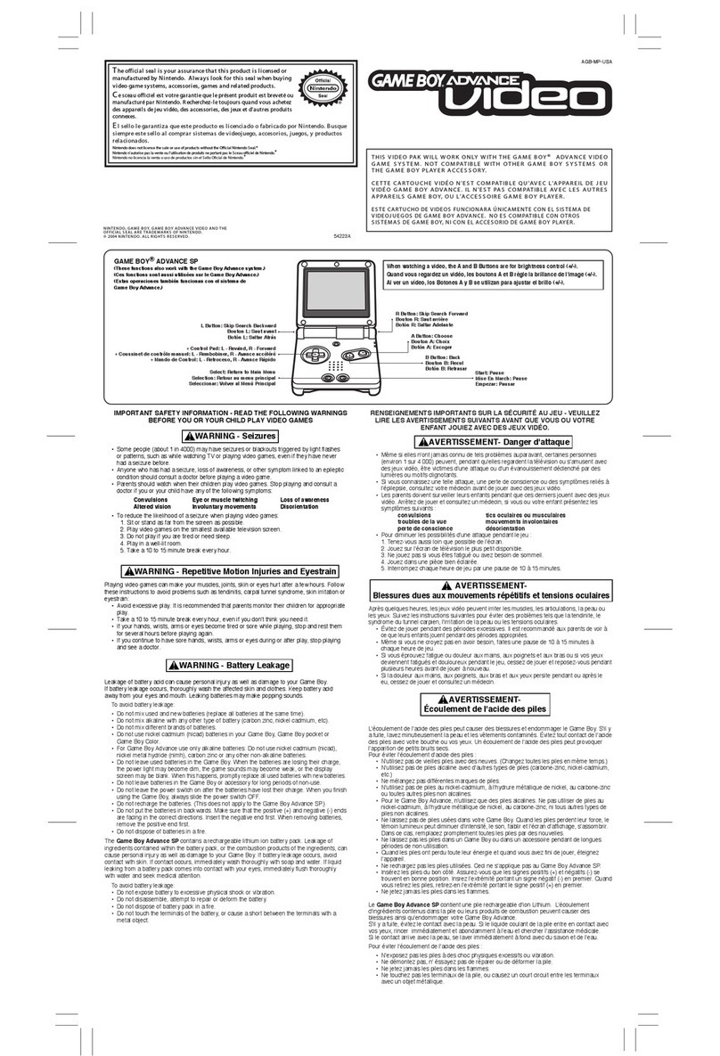 Nintendo Game Boy Advance User manual