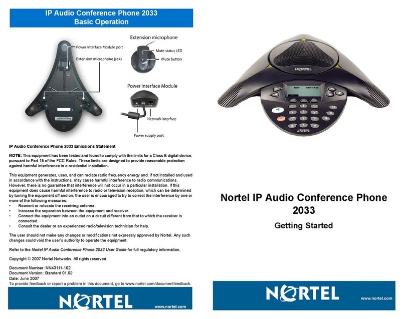 Nortel 2033 Specification sheet