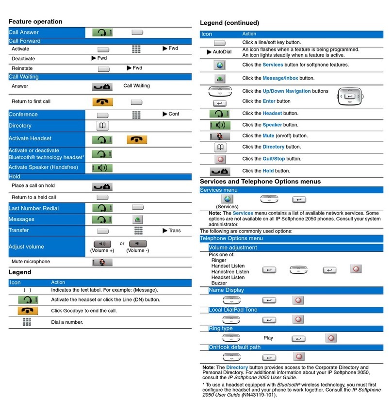 Nortel Softphone 2050 Reference guide