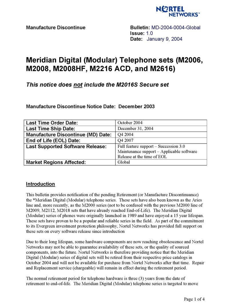 Nortel Meridian M2006 Dimensions Nortel Meridian M2006 Dimensions