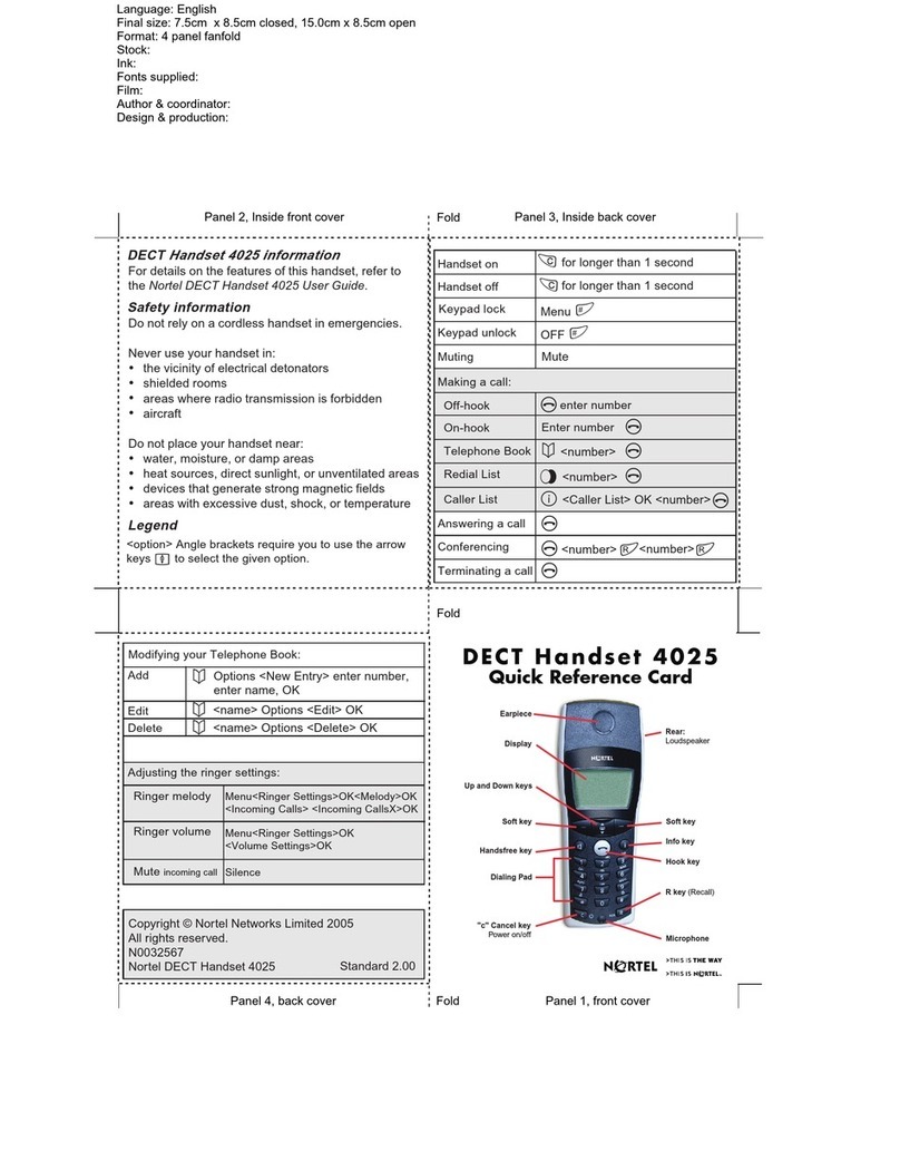 Nortel 4025 Reference guide