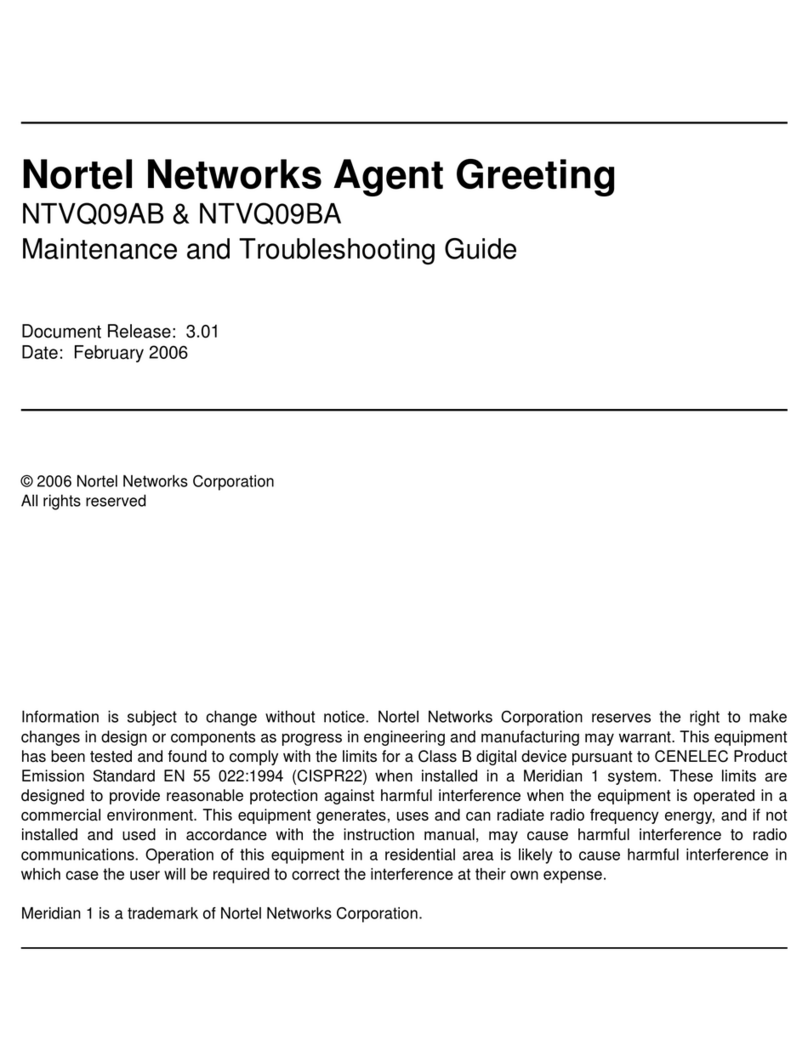 Nortel Agent Greeting NTVQ09AB Maintenance and troubleshooting guide