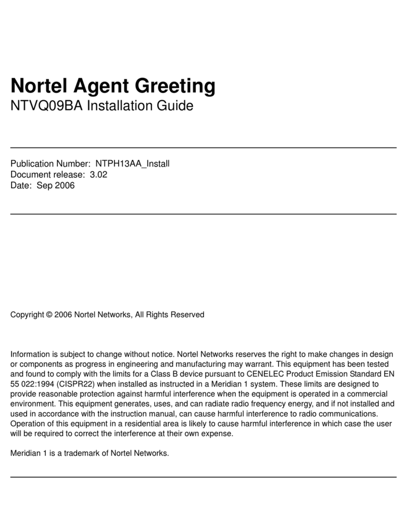 Nortel Agent Greeting NTVQ09BA installation guide