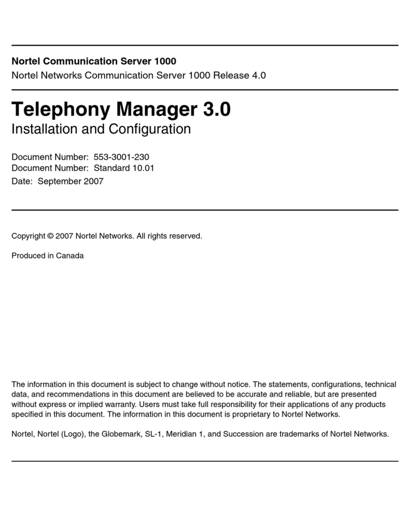 Nortel 1000 Con?guration guide Operating and maintenance instructions