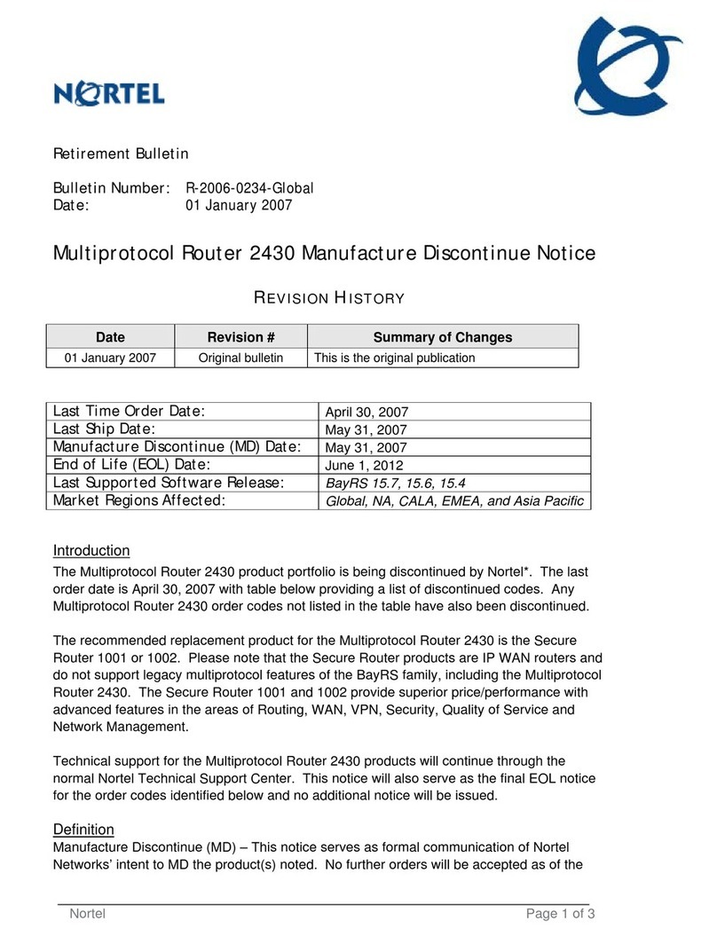 Nortel Passport 2430 Product support bulletin