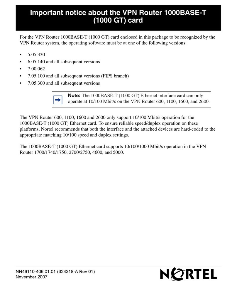 Nortel Contivity 1000 GT Operation and maintenance manual
