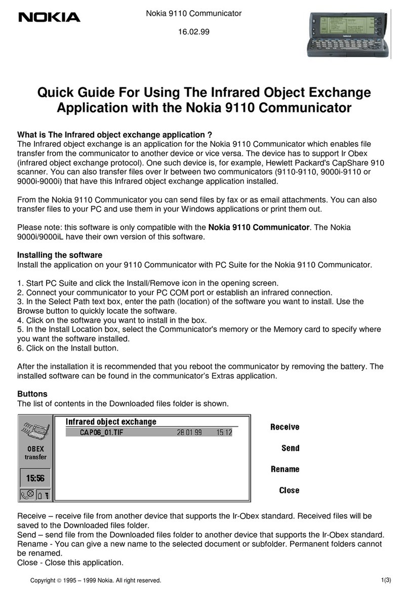 Nokia COMMUNICATOR 9110 Instruction Manual Nokia COMMUNICATOR 9110 Instruction Manual