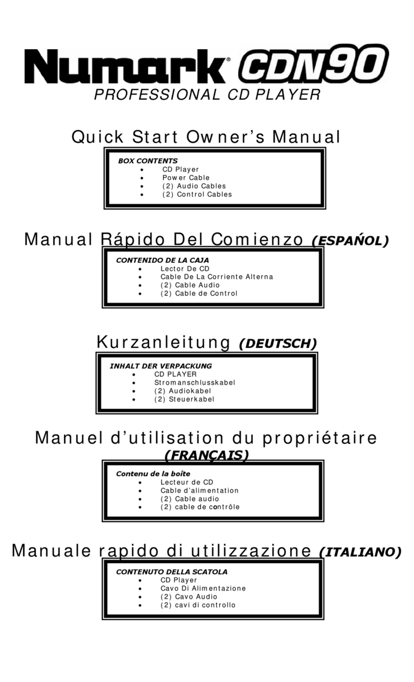 Numark CDN90 Quick start owner's manual