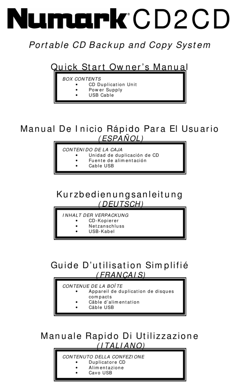 Numark CD2CD Quick start owner's manual