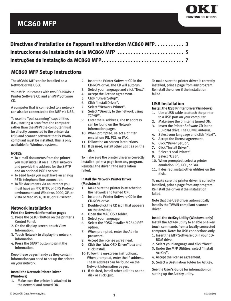 Oki MC860 MFP Quick start guide
