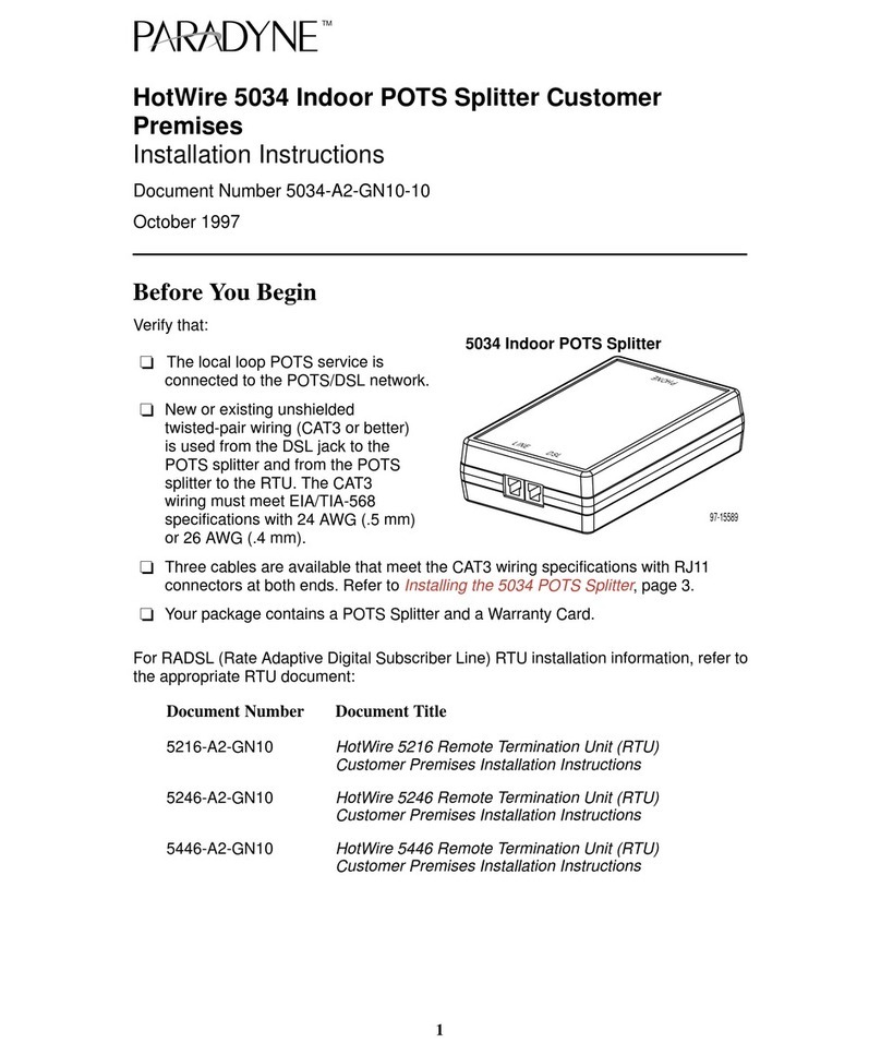 Paradyne HotWire 5034 installation instructions