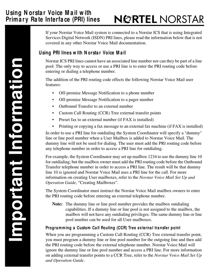 Nortel Voice Mail User manual