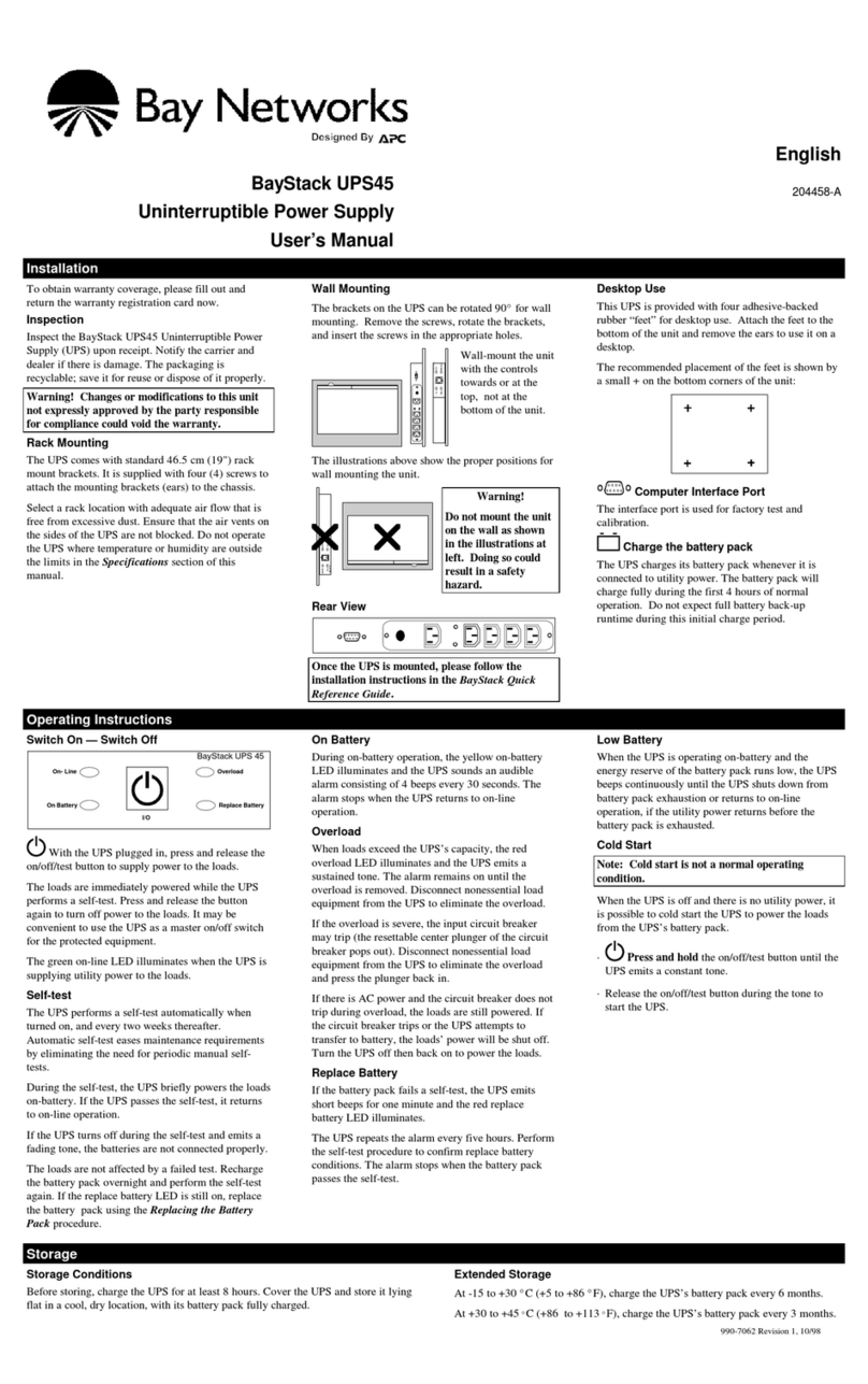 Bay Networks BayStack UPS45 user manual