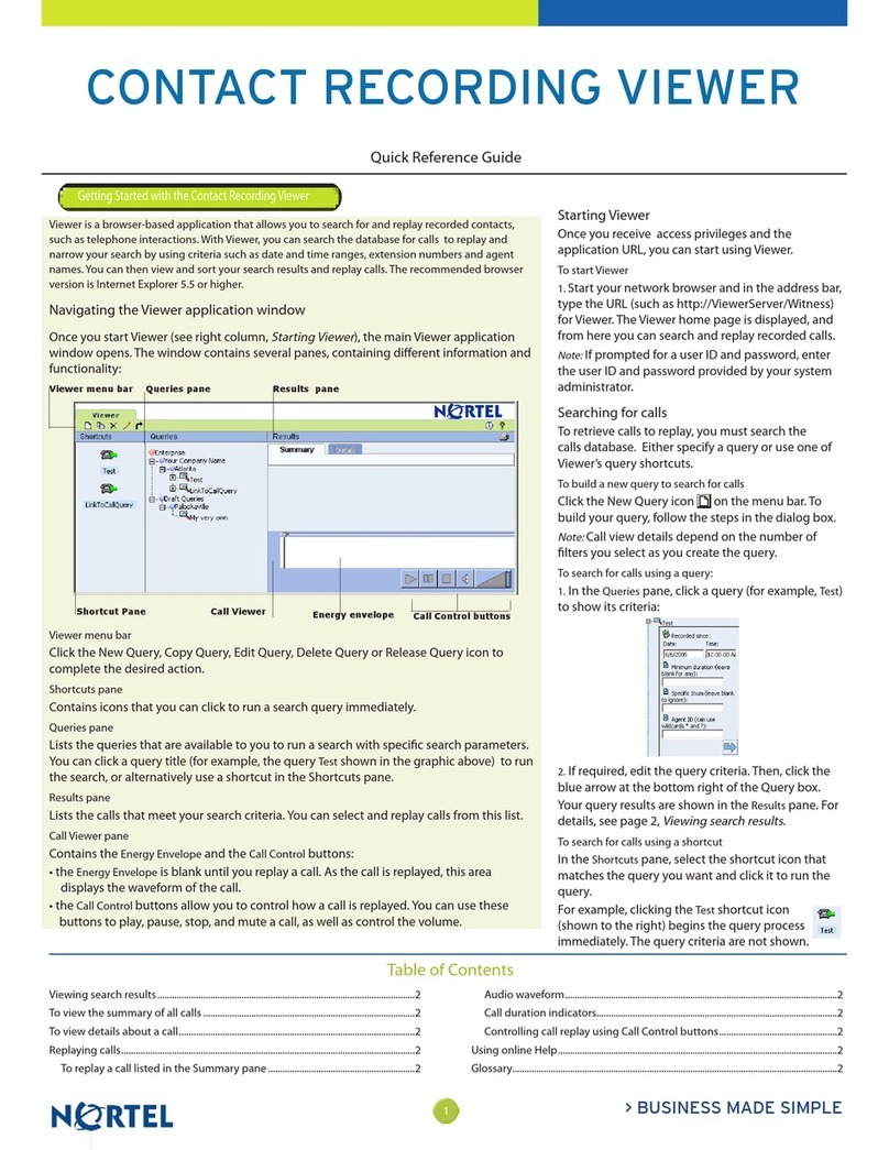 Nortel Contact Recording User manual
