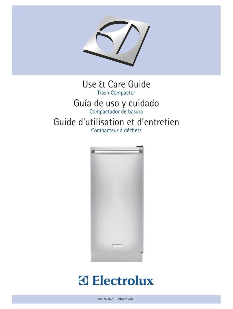 Electrolux EI15TC65HS - Undercounter Trash Compactor User manual