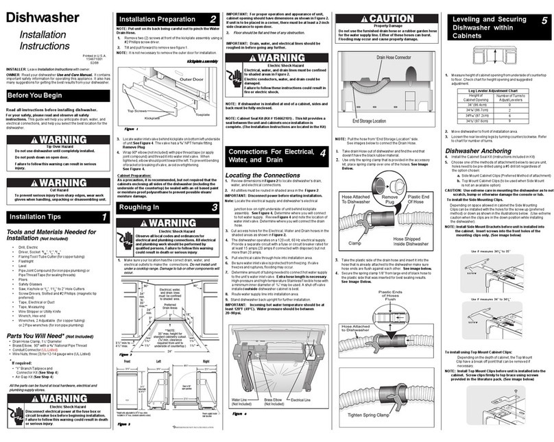 Electrolux EIDW6305GS - 24-in Built in Dishwasher User manual