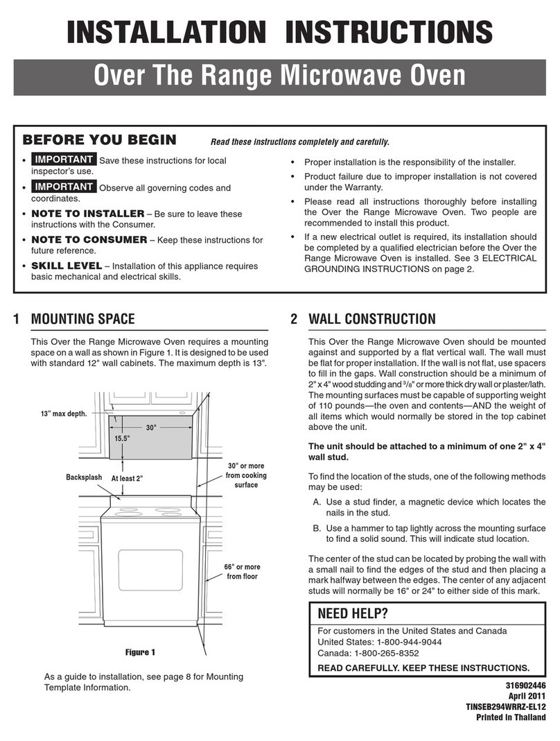 Electrolux EI30BM55HS - Microwave installation instructions