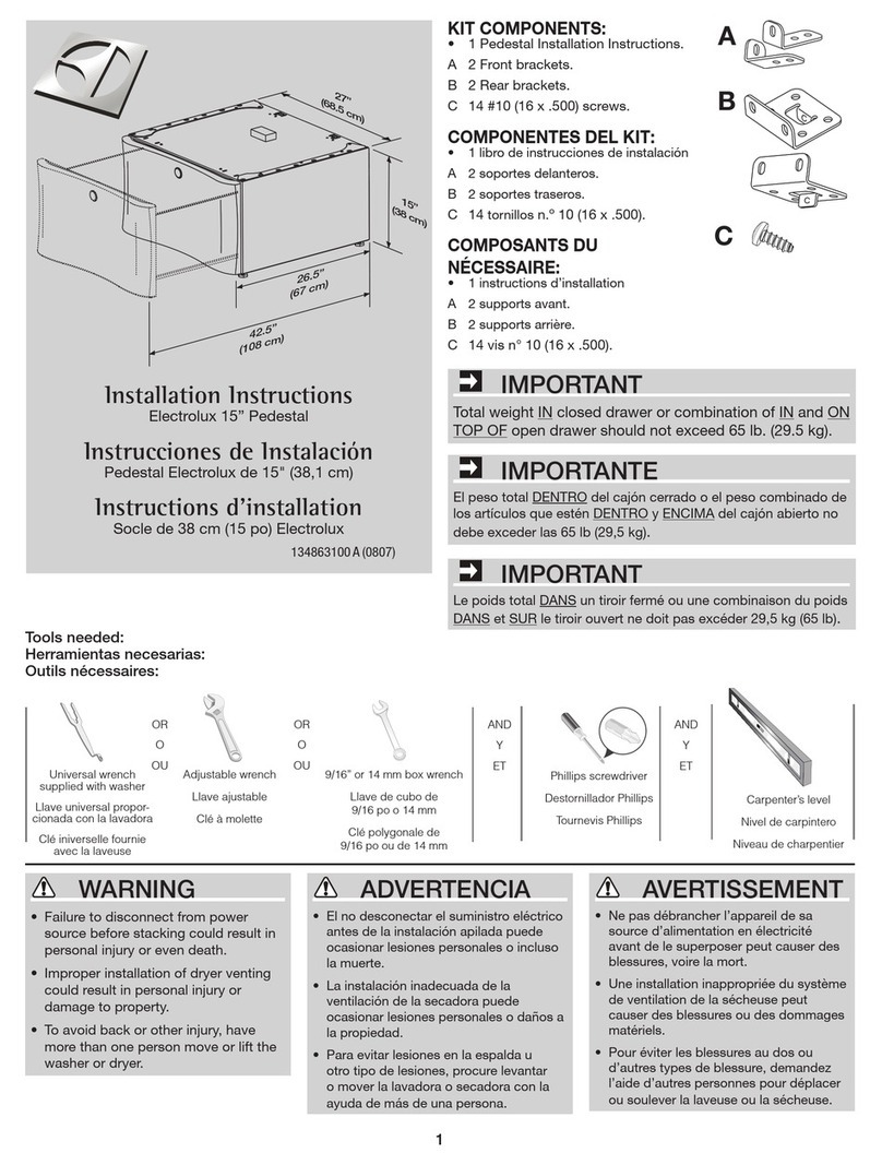 Electrolux EPWD15MB installation instructions