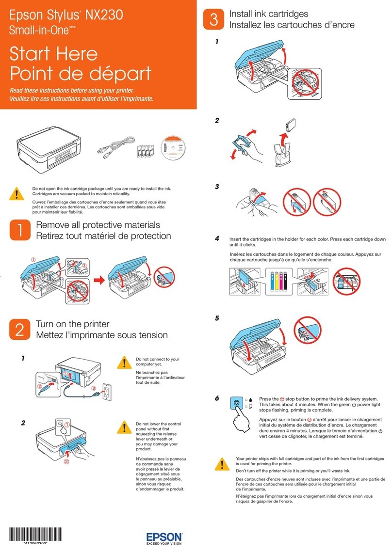 Epson Stylus NX230 Quick setup instructions Epson Stylus NX230 Quick setup instructions