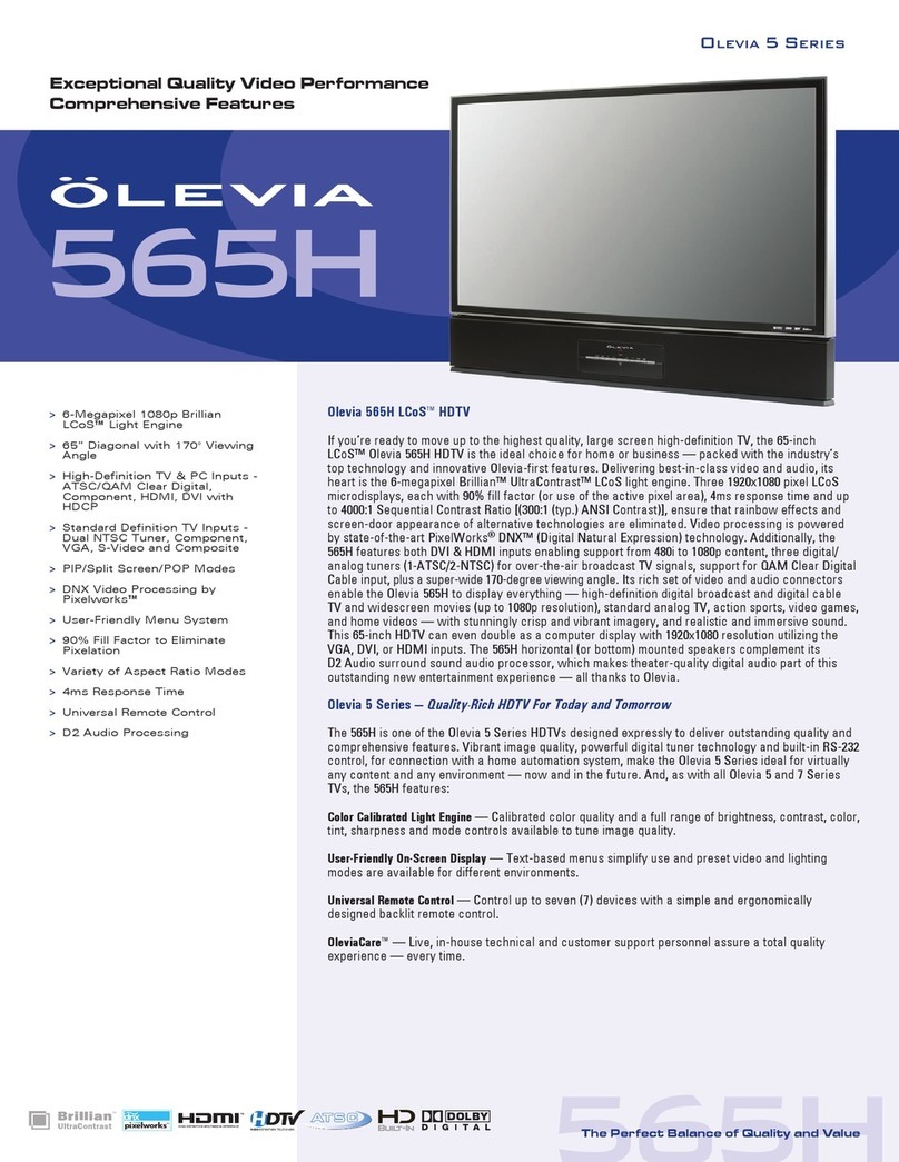 Olevia 565H Specifications
