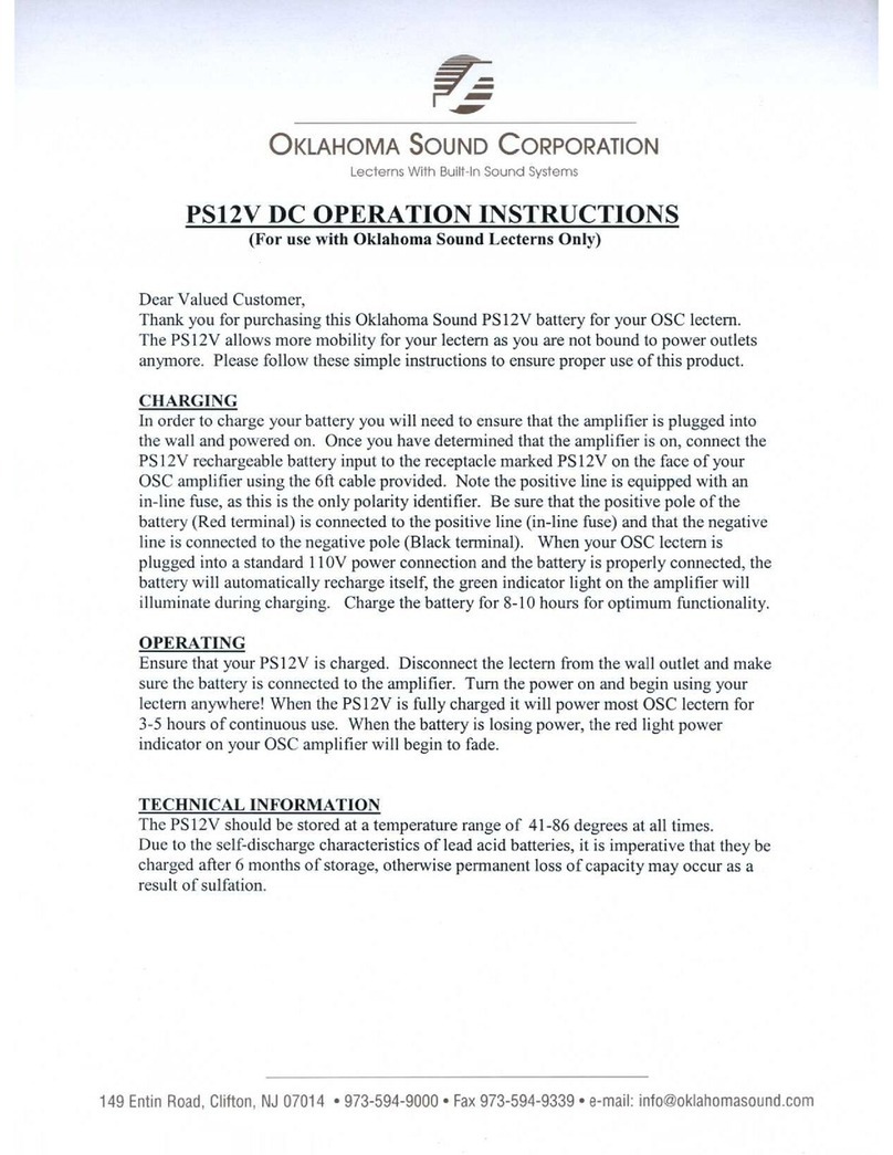 Oklahoma Sound PS12V Operation instructions