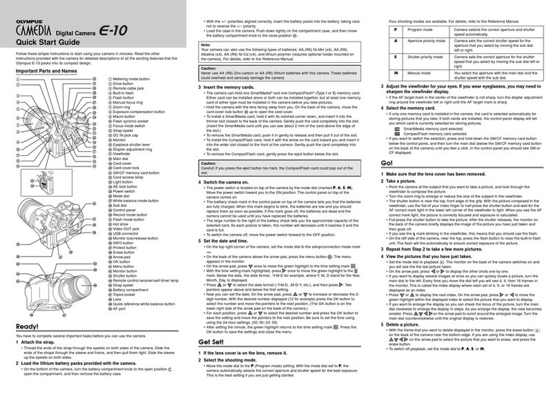Olympus E10 - CAMEDIA E 10 Digital Camera SLR User manual