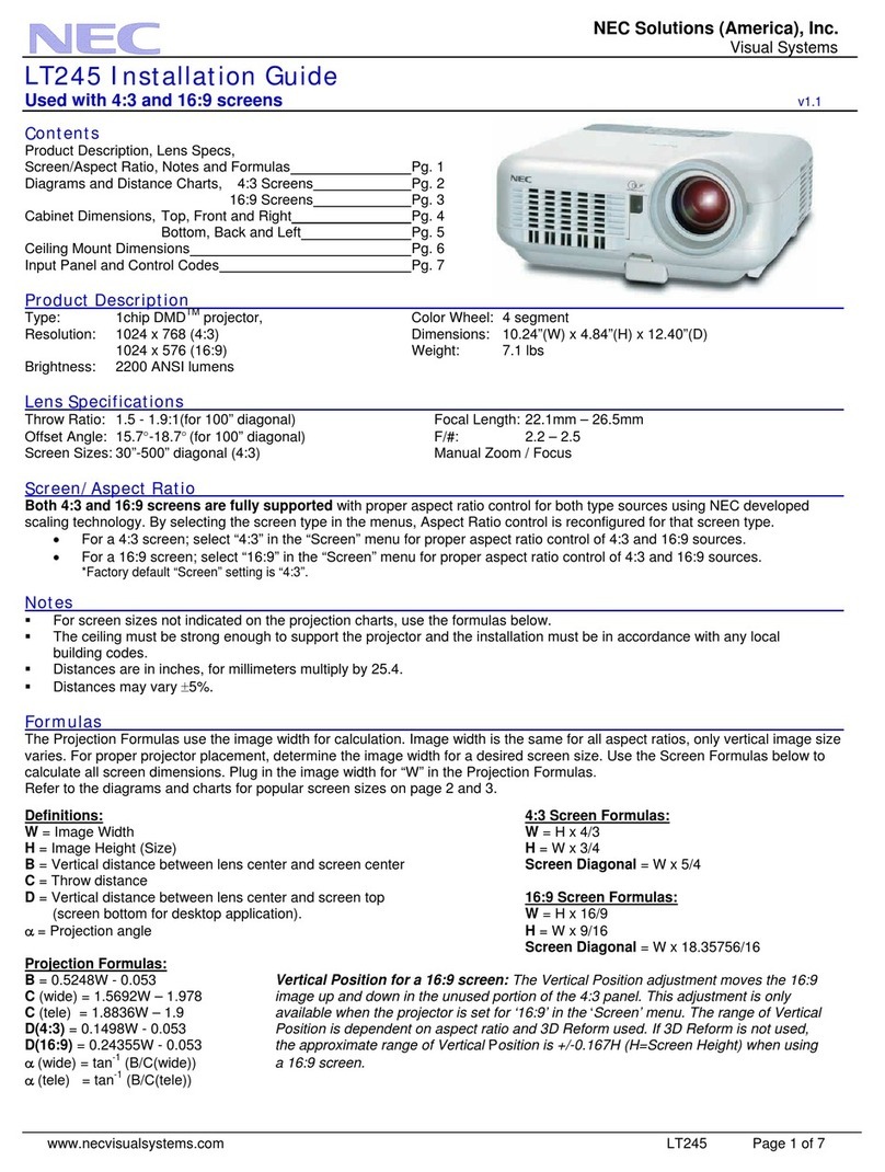 NEC MultiSync LT245 User manual