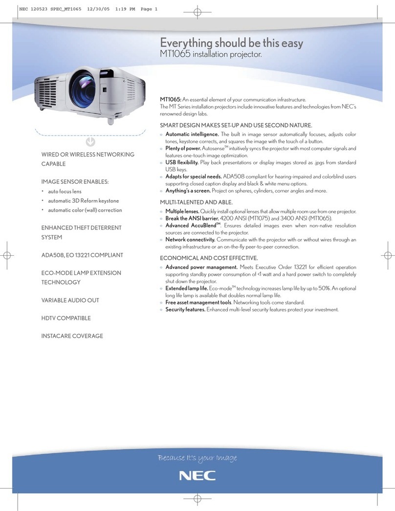 NEC MT1065 - MultiSync XGA LCD Projector User manual