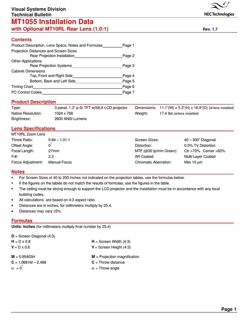 NEC MultiSync MT1055 Installation and user guide