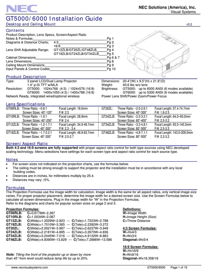 NEC GT5000 Series User manual