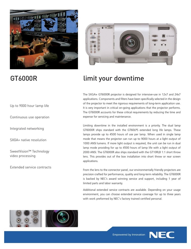 NEC GT6000R - SXGA+ LCD Projector User manual NEC GT6000R - SXGA+ LCD Projector User manual