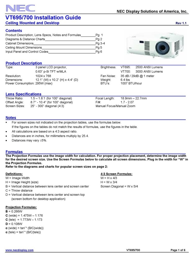 NEC VT695 User manual
