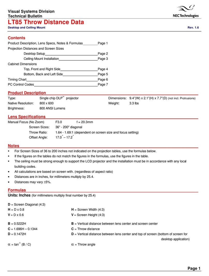 NEC LT85 - MultiSync SVGA DLP Projector Service manual