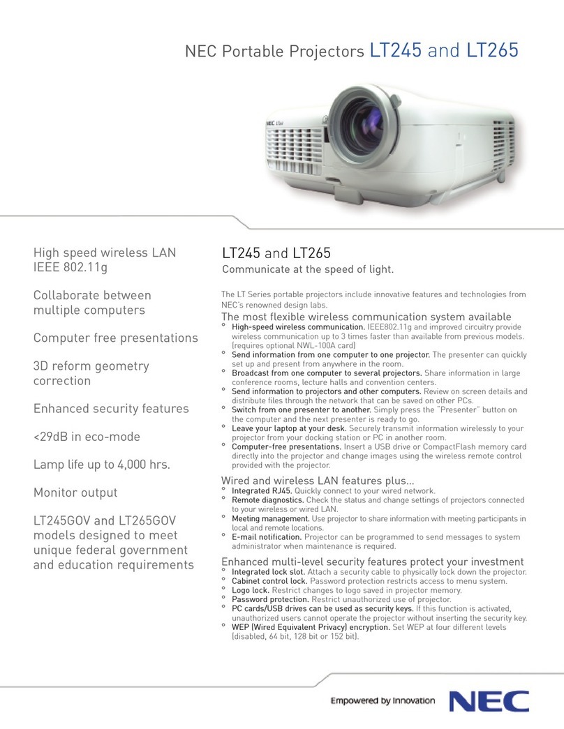 NEC LT265 - INSTALLTION GUIDE Specifications