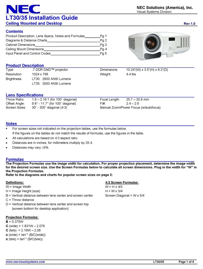 NEC LT30 - INSTALLTION GUIDE User manual