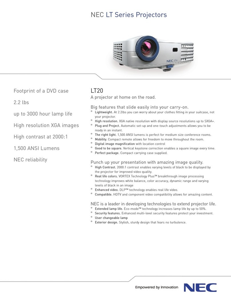 NEC LT20 - XGA DLP Projector Specifications