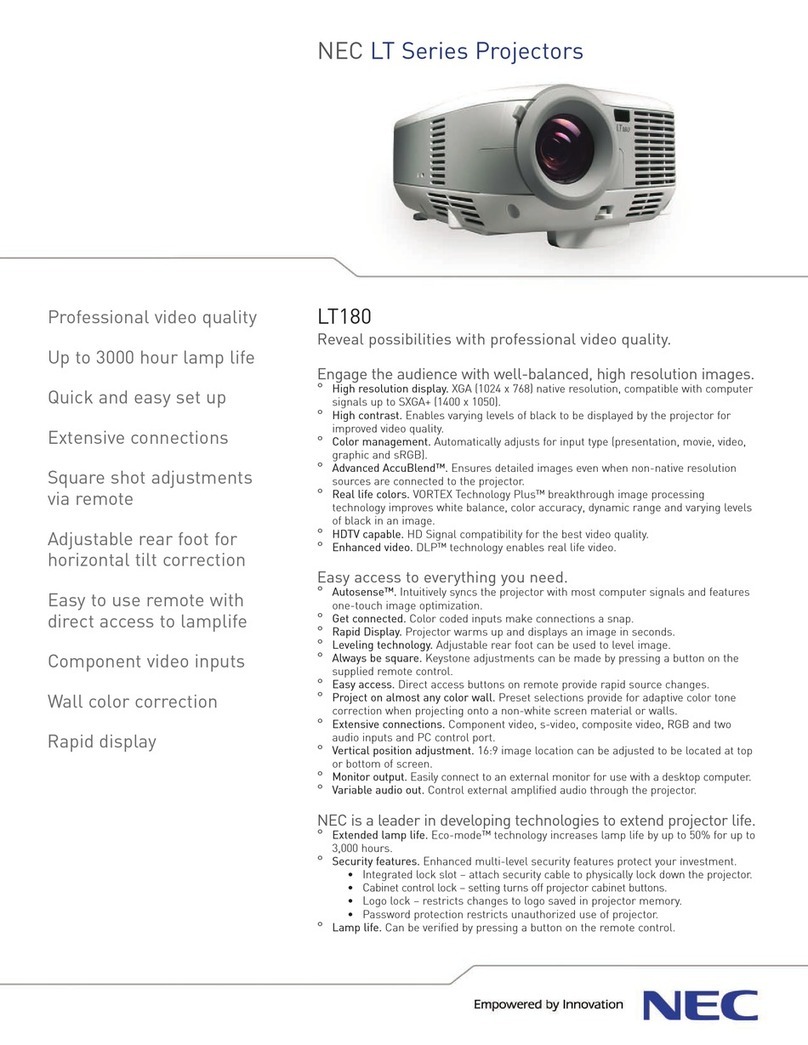 NEC LT180 - LT 180 XGA DLP Projector User manual NEC LT180 - LT 180 XGA DLP Projector User manual