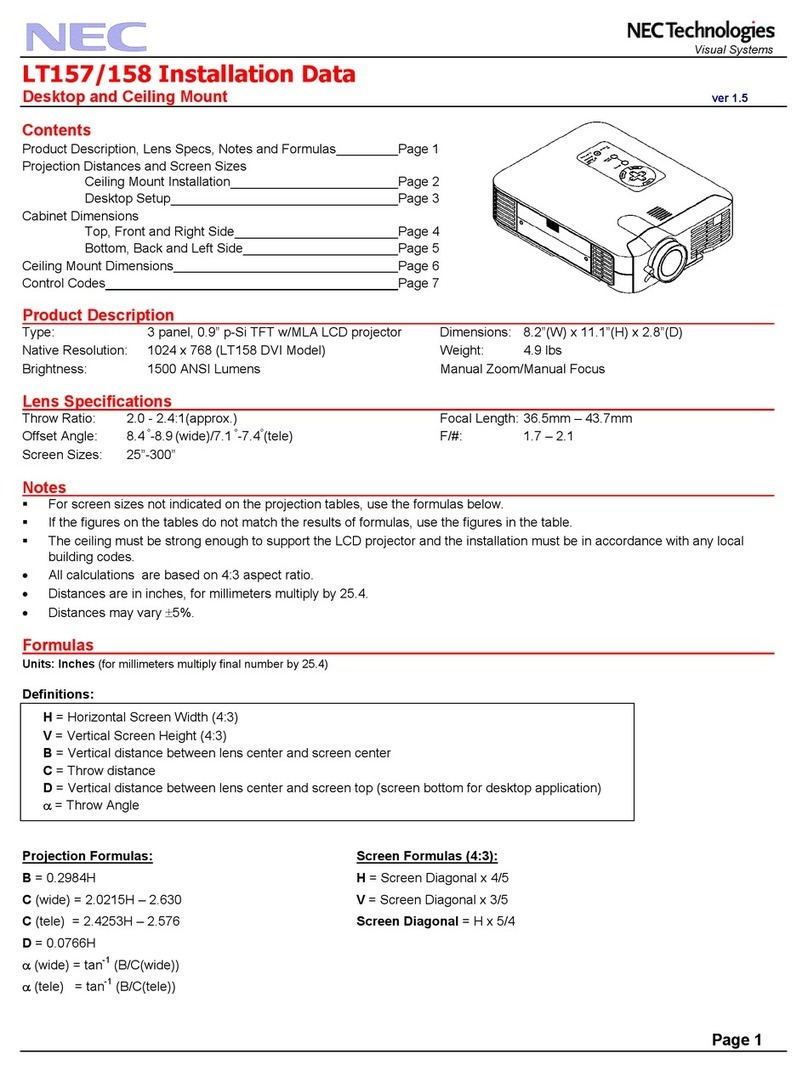 NEC LT157 - XGA LCD Projector Installation and user guide