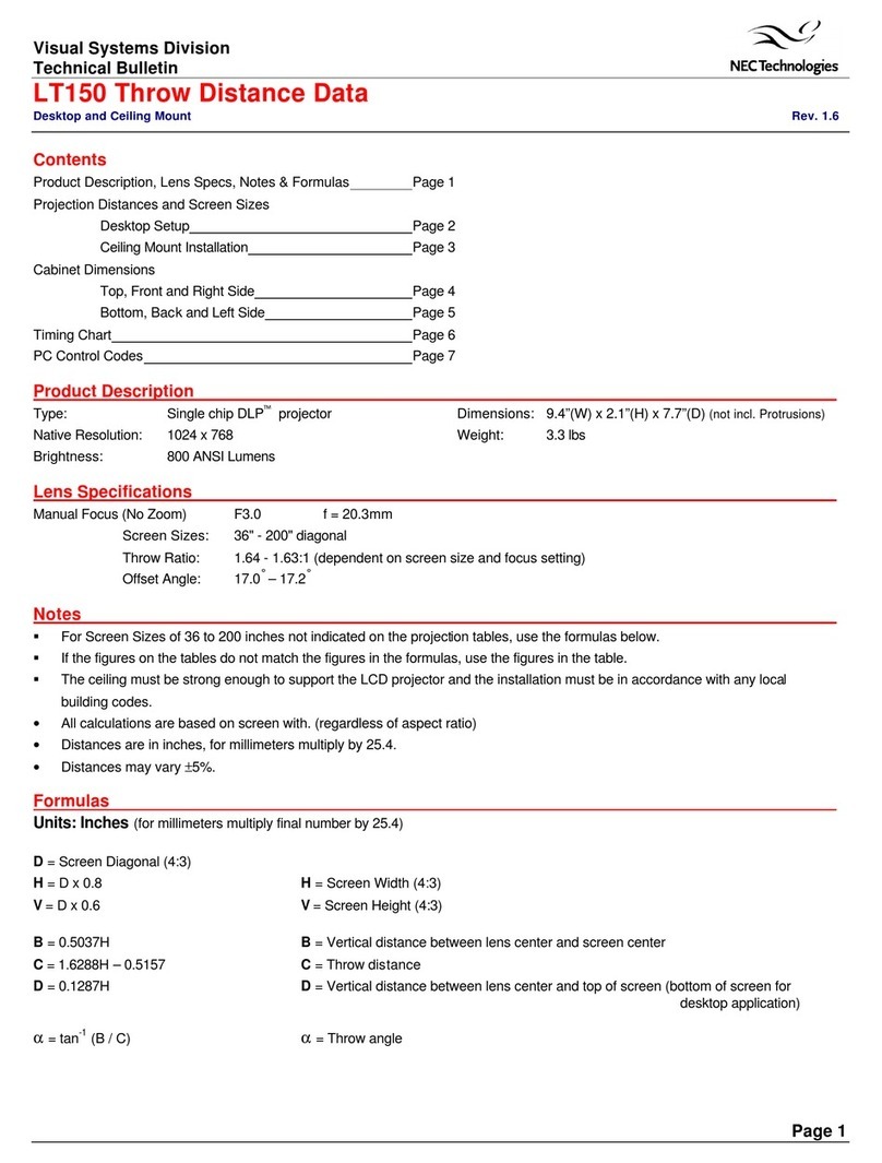 NEC LT150 - MultiSync XGA DLP Projector Service manual