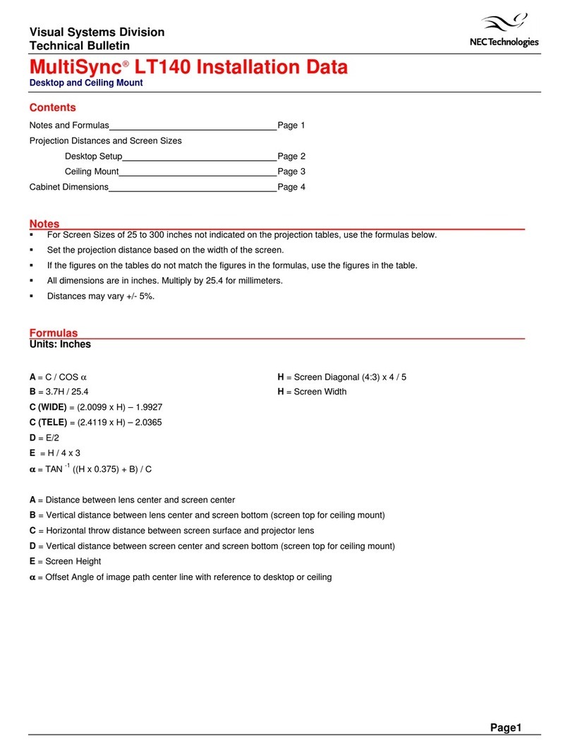 NEC MultiSync LT140 Installation and user guide